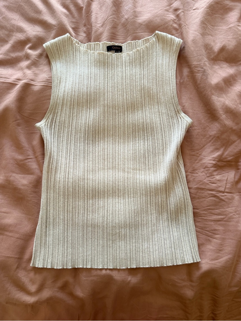 Quince cotton cashmere ribbed tank-Oatmeal - Picture 4 of 5